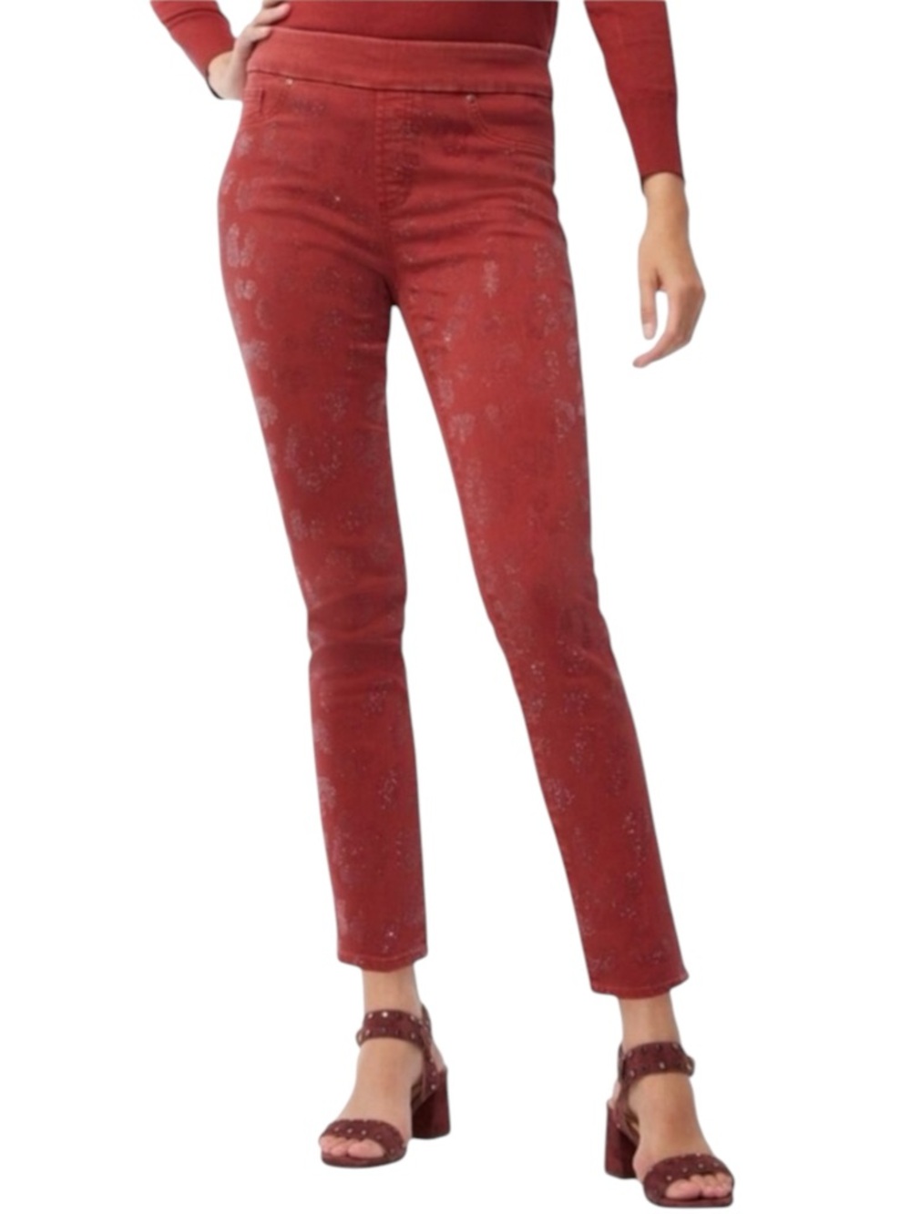 CHICO's Red Leopard Sparkle Pull-On Jeggings Size 2.5 (14) -- STUNNING!!!